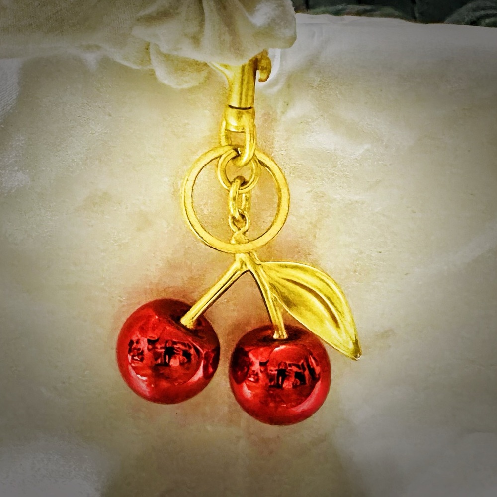 Gold and Red Cherry Keychain - Picture 10 of 12